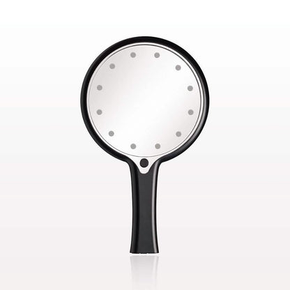 12 LED Lighted Hand Held Cosmetic Mirror, Black DailySale