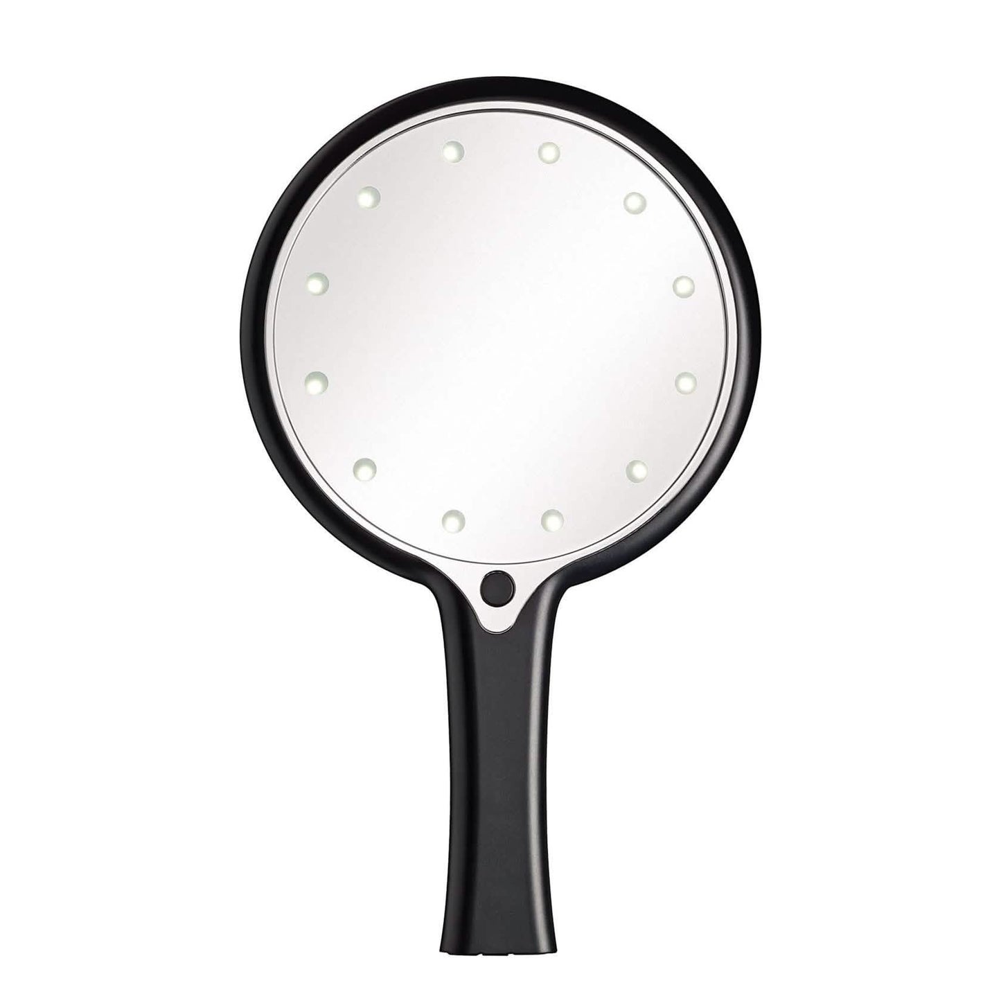 12 LED Lighted Hand Held Cosmetic Mirror, Black DailySale