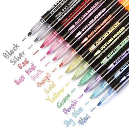 12-Pack: AGPtEK Double Line Outline Pen DailySale