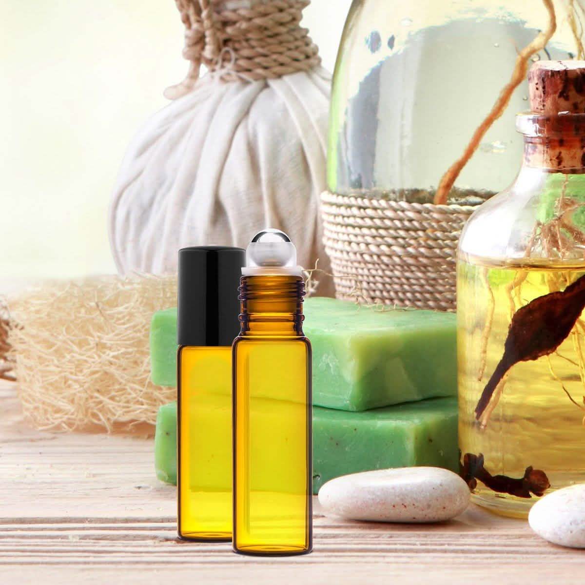12-Pack: Amber Glass Bottles 10ml with Stainless Steel Roller Balls DailySale