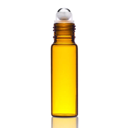12-Pack: Amber Glass Bottles 10ml with Stainless Steel Roller Balls DailySale
