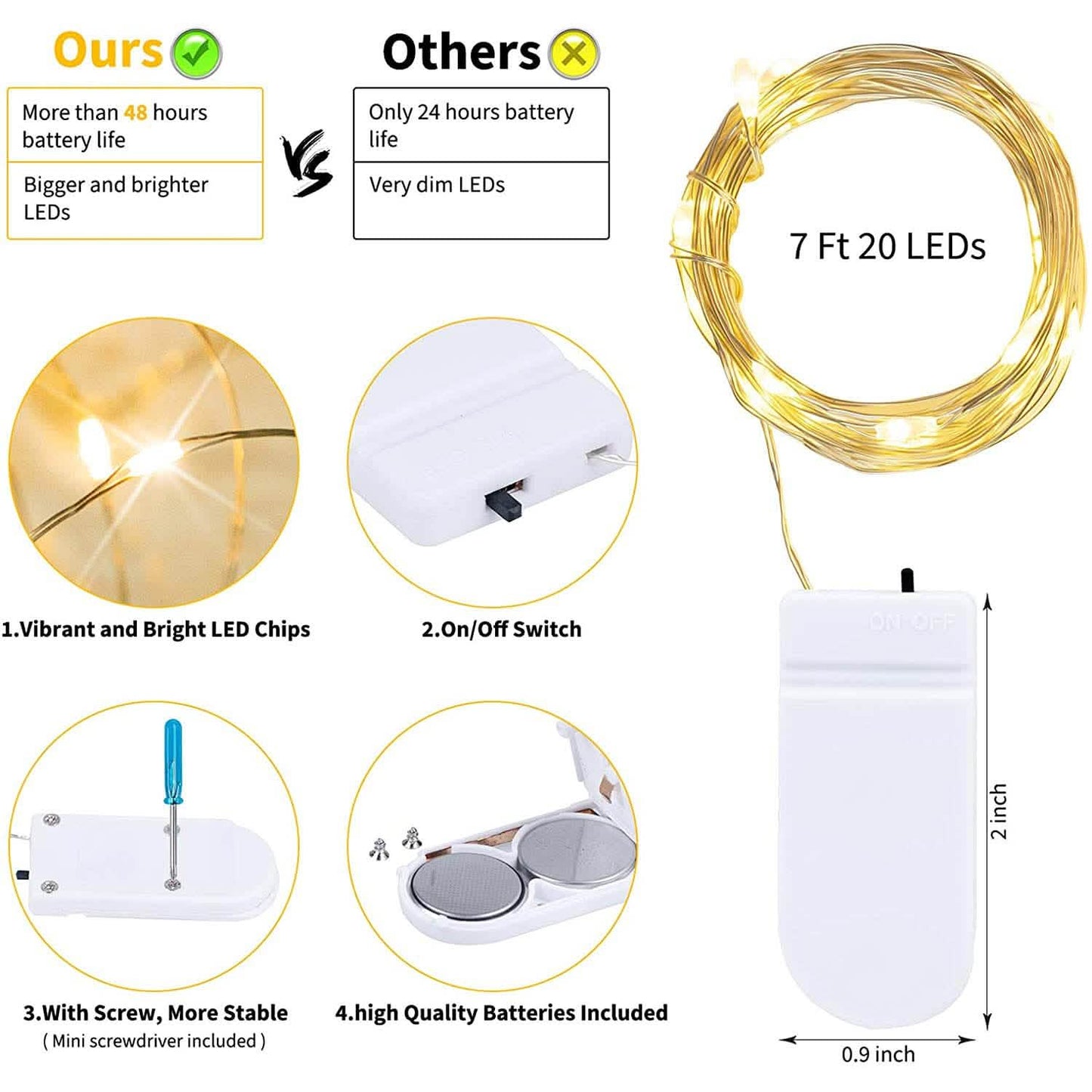 12-Pack: Led Fairy Lights Battery Operated String Lights DailySale