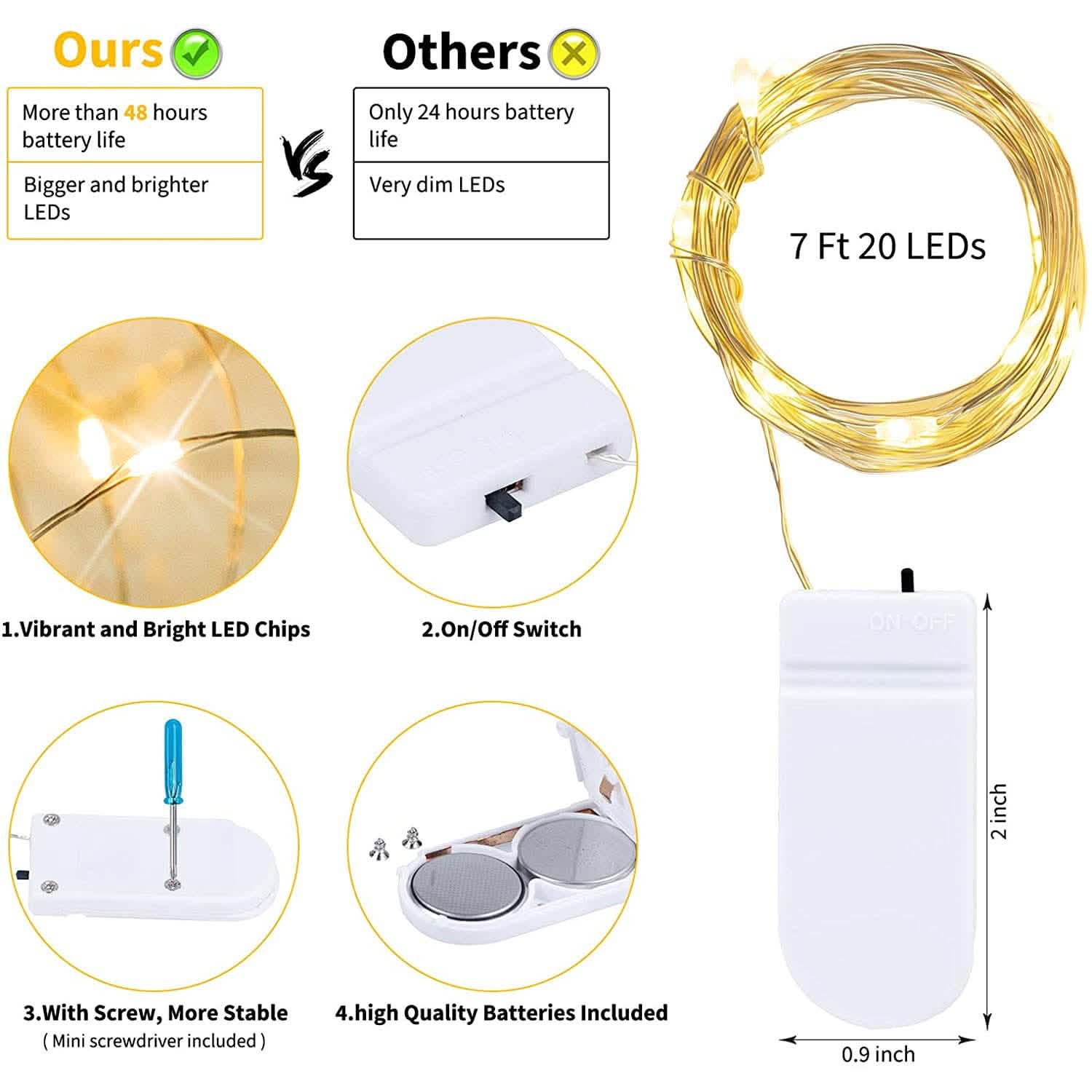 12-Pack: Led Fairy Lights Battery Operated String Lights DailySale