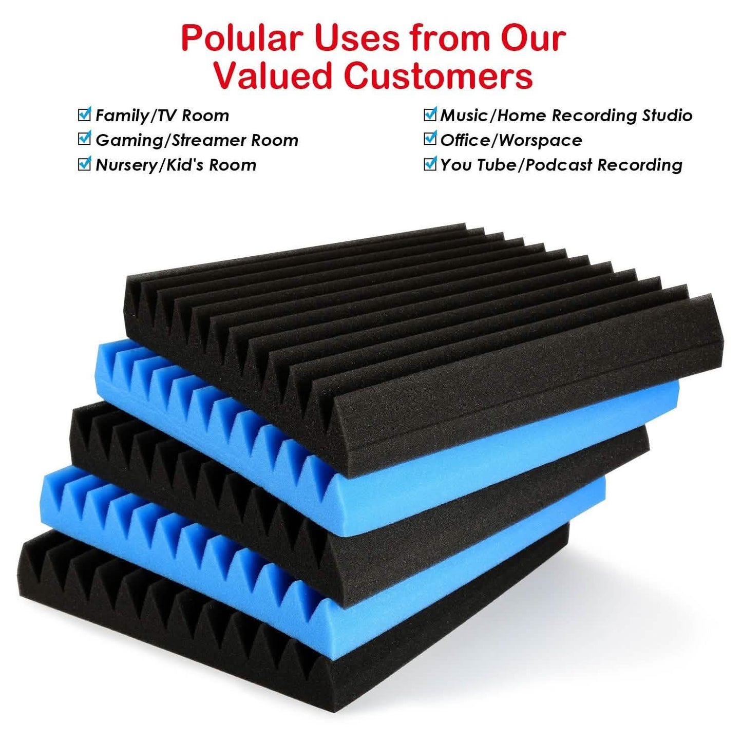 12-Pack: Sound Proof Padding Acoustic Foam Panels DailySale