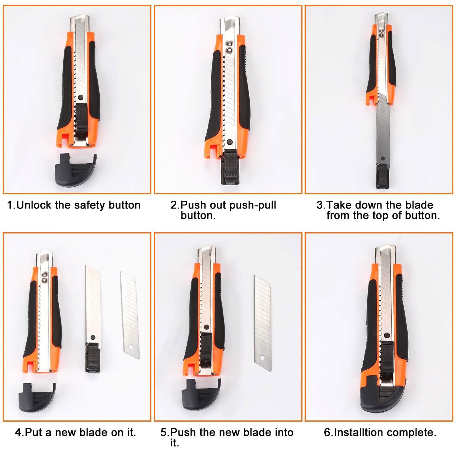 12-Packs: AGPtEK Utility Knife 18mm Retractable Safety Box Cutter with 12 Extra Spare Blades DailySale