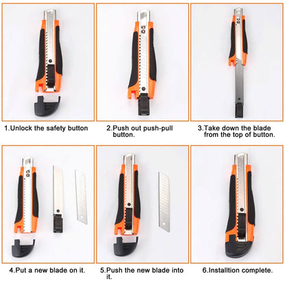 12-Packs: AGPtEK Utility Knife 18mm Retractable Safety Box Cutter with 12 Extra Spare Blades DailySale