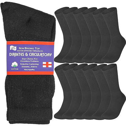 12-Pairs: Cotton Non-Binding Diabetic and Circulatory Crew Socks DailySale