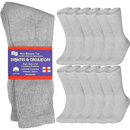 12-Pairs: Cotton Non-Binding Diabetic and Circulatory Crew Socks DailySale