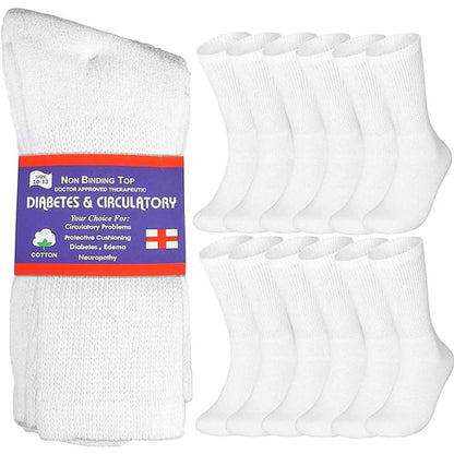 12-Pairs: Cotton Non-Binding Diabetic and Circulatory Crew Socks DailySale
