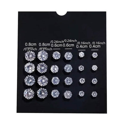 12-Pairs: Crystal Zircon Earrings Set DailySale