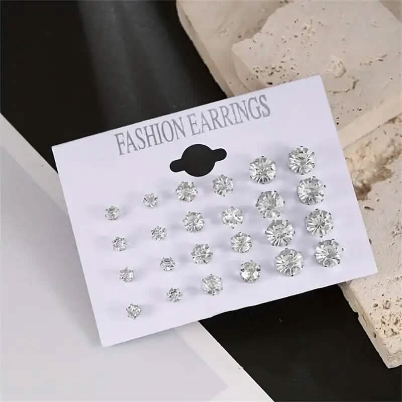 12-Pairs: Crystal Zircon Earrings Set DailySale
