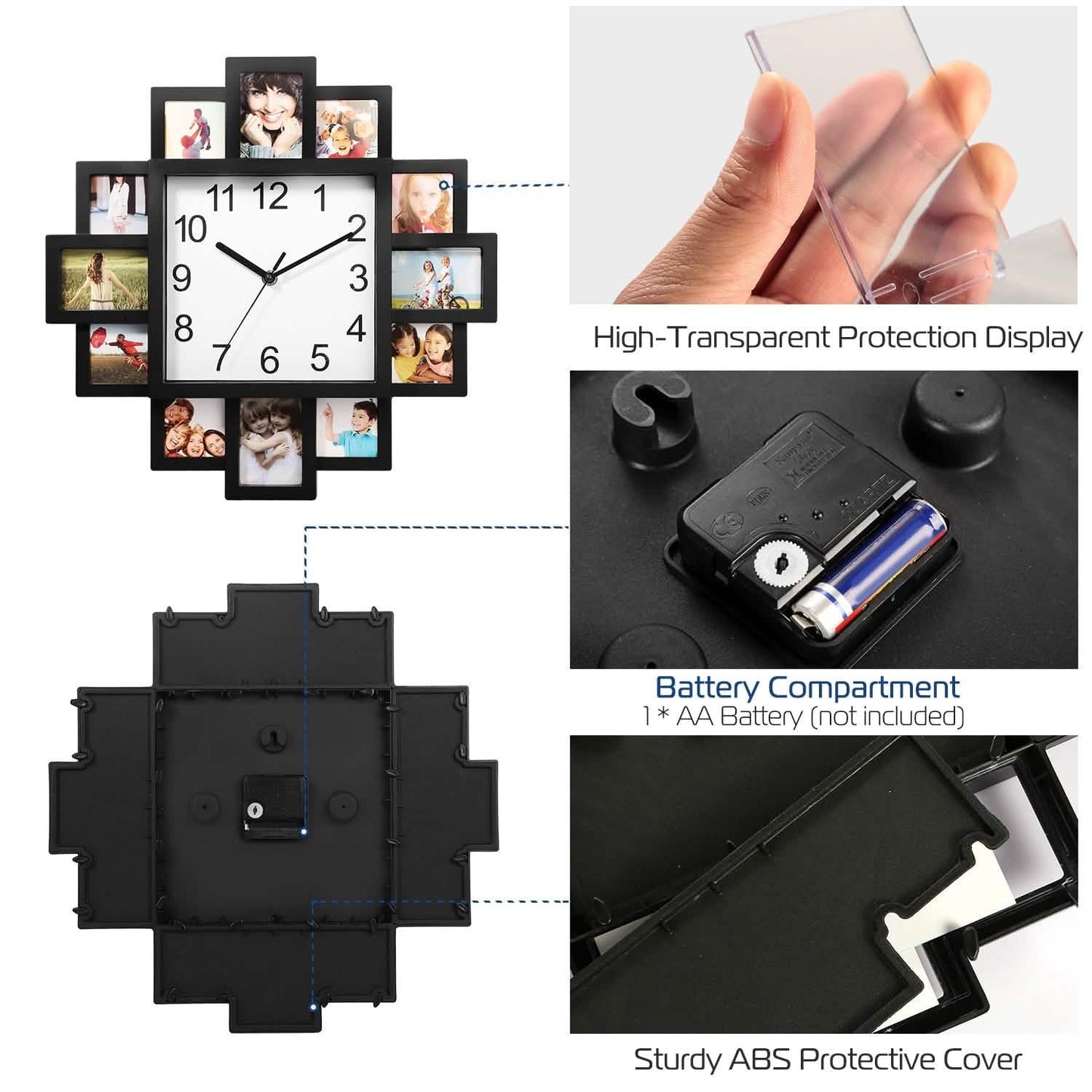 12-Picture Display Wall Clock DailySale
