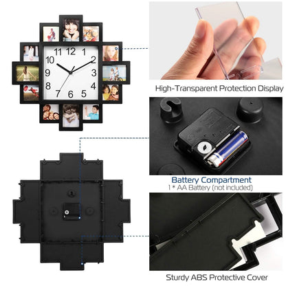12-Picture Display Wall Clock DailySale