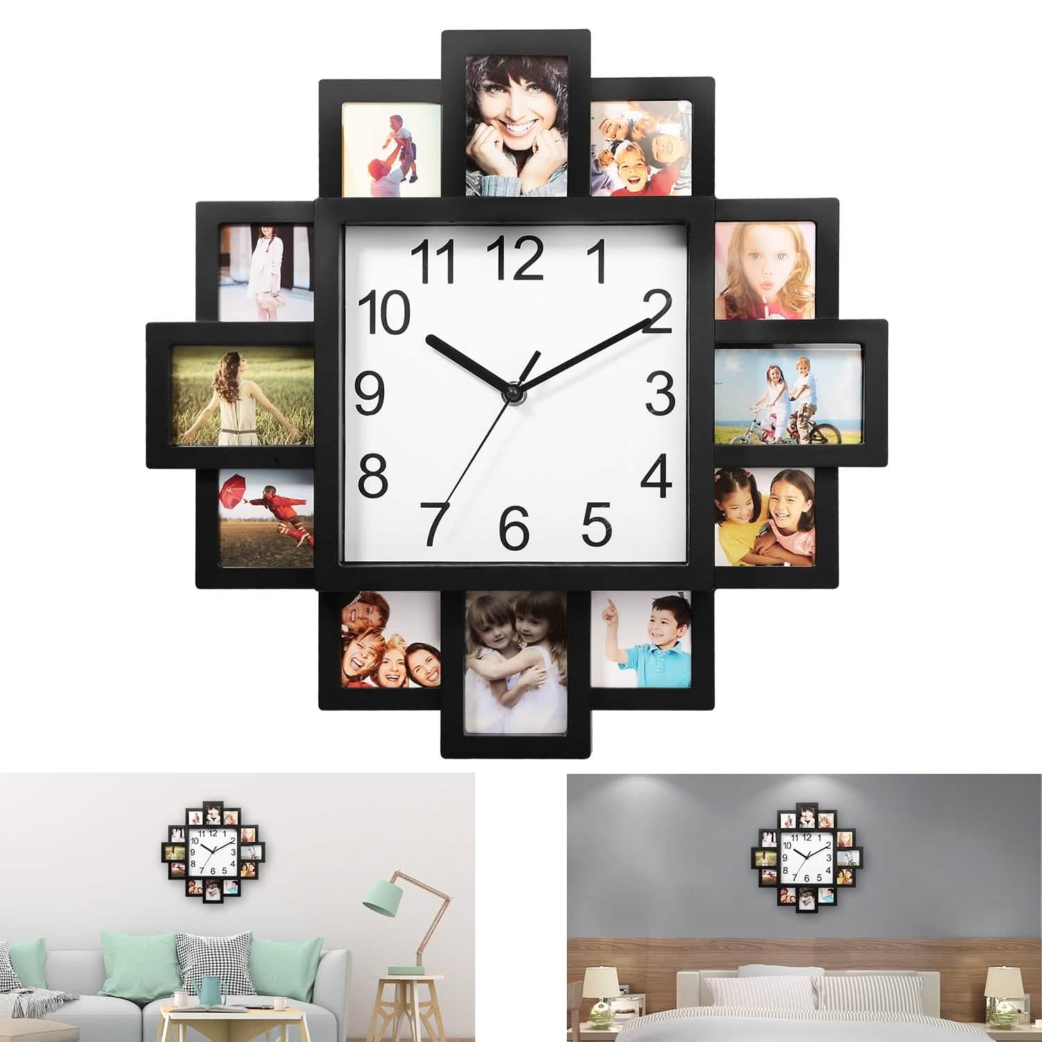 12-Picture Display Wall Clock DailySale
