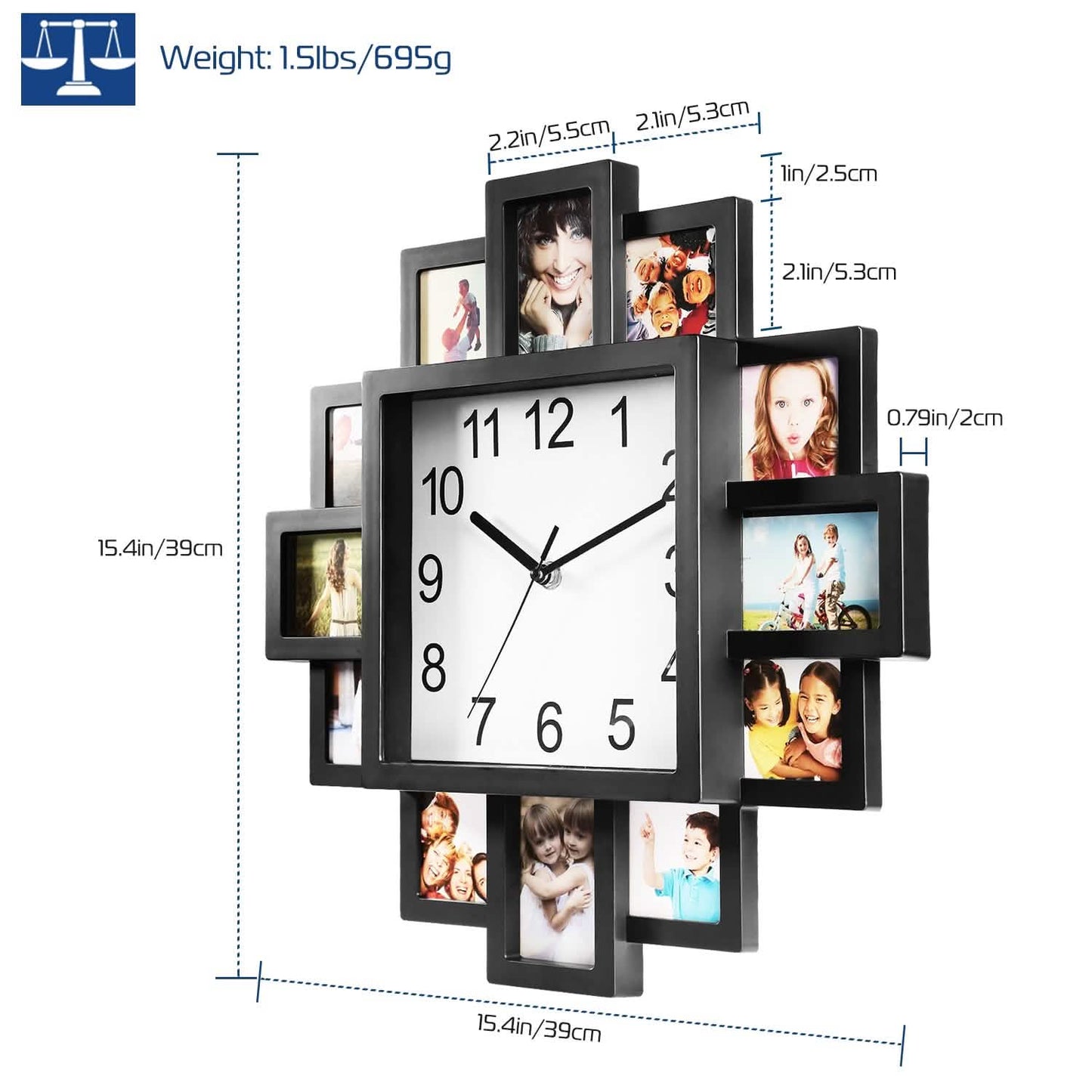 12-Picture Display Wall Clock DailySale