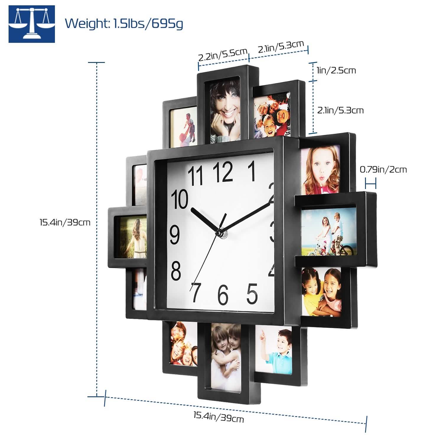 12-Picture Display Wall Clock DailySale