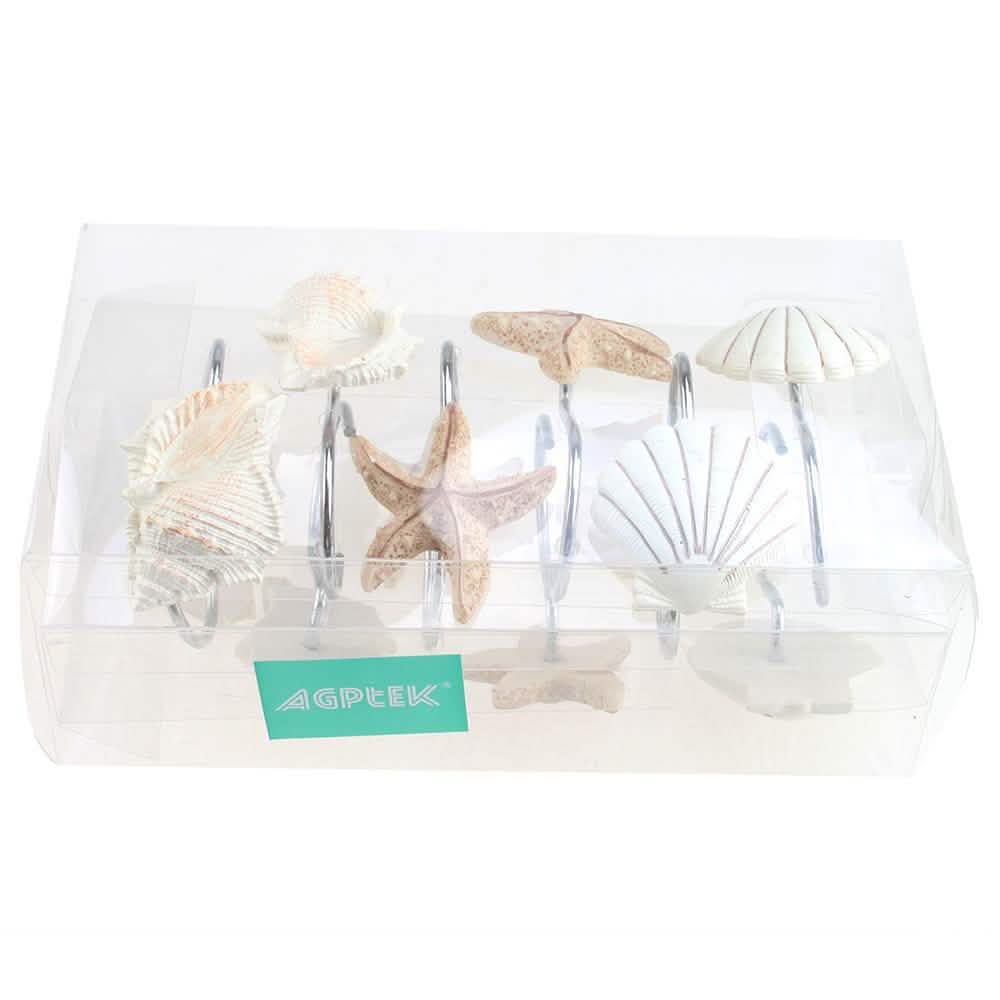12-Piece: AGPTEK Decorative Seashell Shower Curtain Hooks DailySale