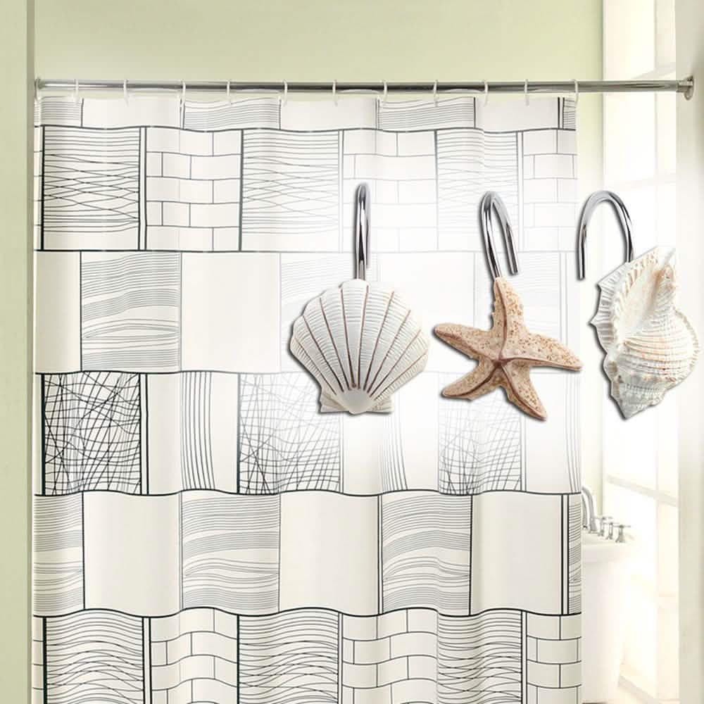 12-Piece: AGPTEK Decorative Seashell Shower Curtain Hooks DailySale