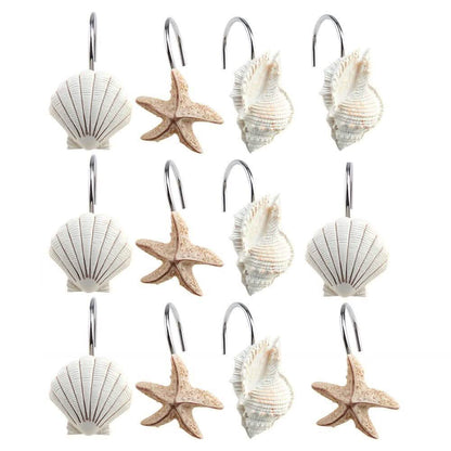 12-Piece: AGPTEK Decorative Seashell Shower Curtain Hooks DailySale
