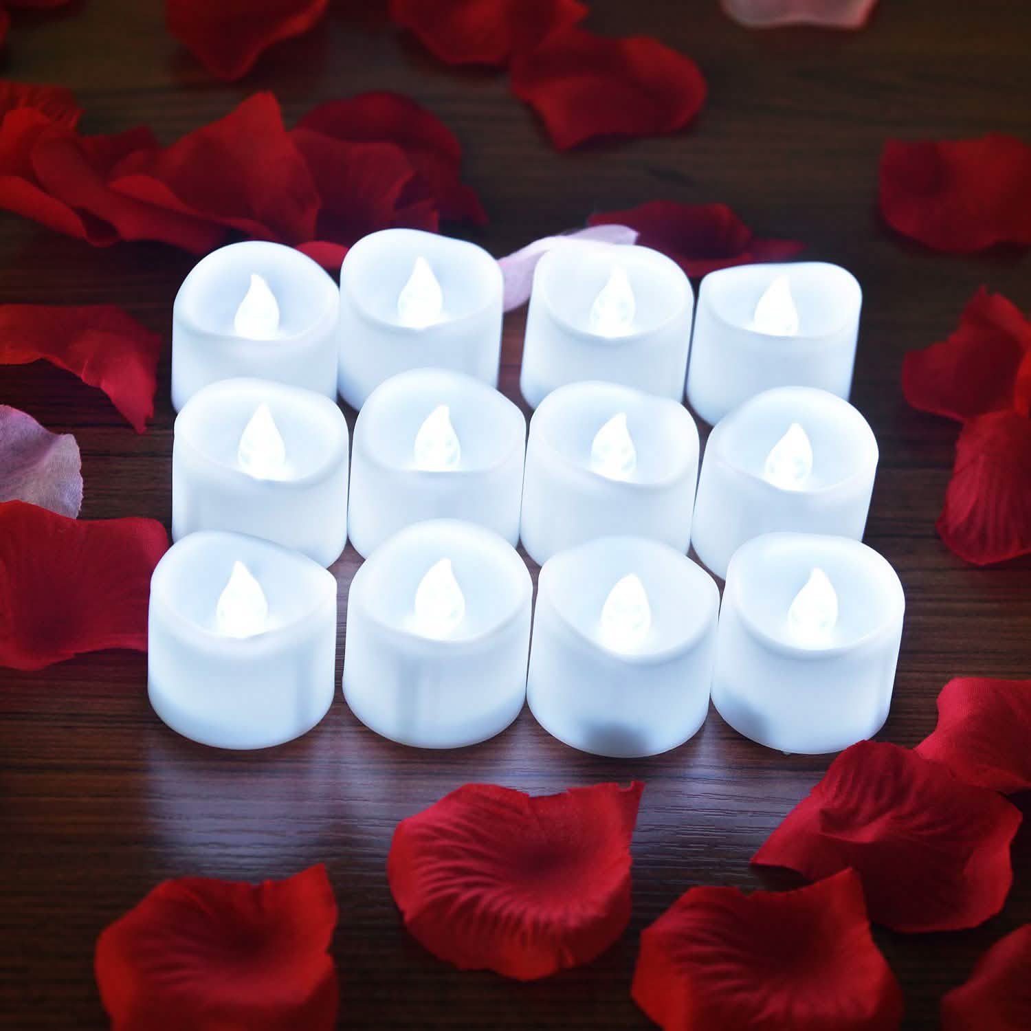 12-Piece: Cool White Flickering Led Tealight Timer Candles DailySale