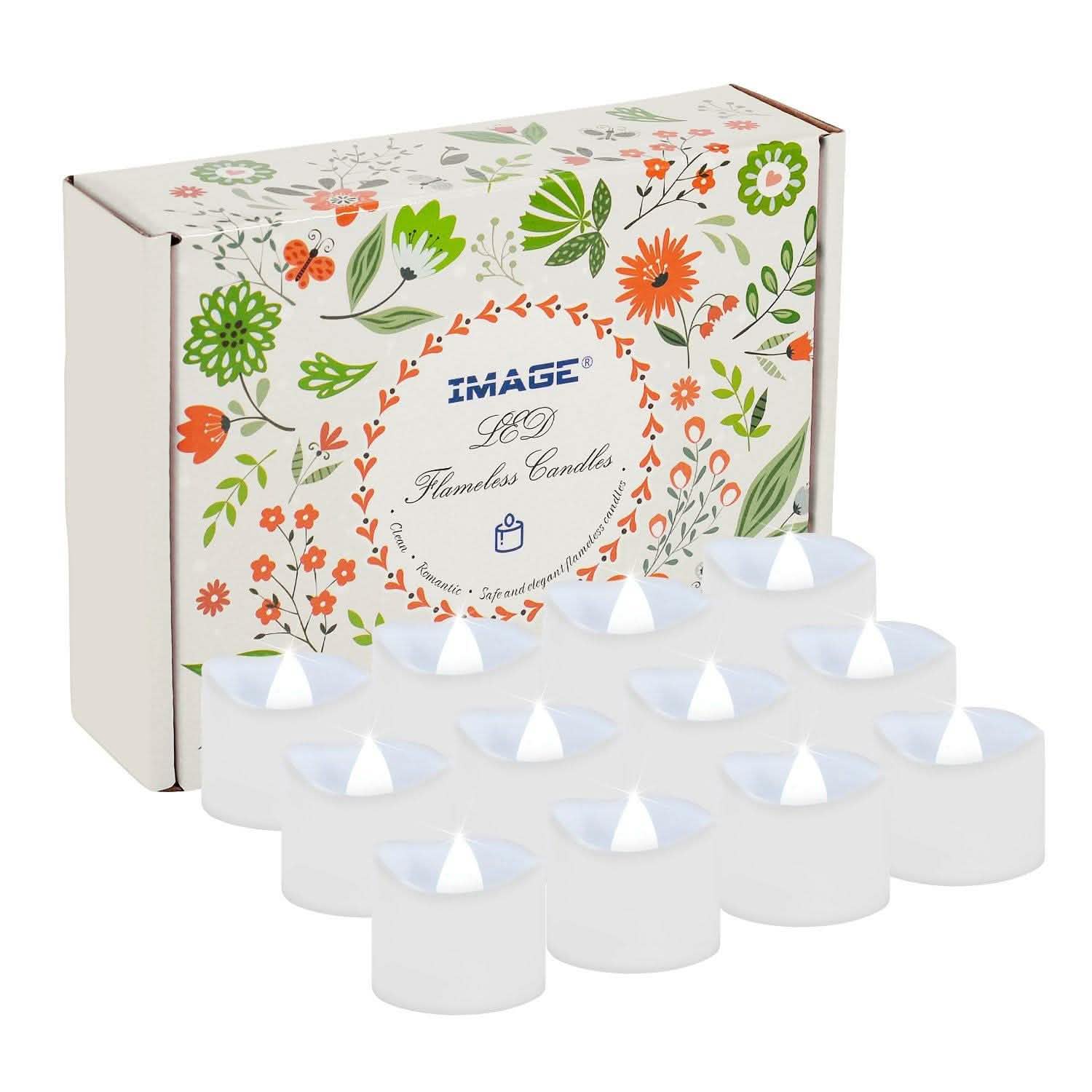 12-Piece: Cool White Flickering Led Tealight Timer Candles DailySale