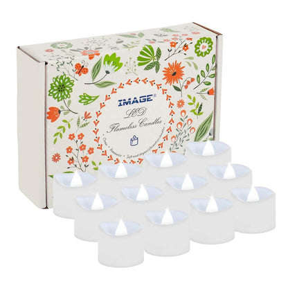 12-Piece: Cool White Flickering Led Tealight Timer Candles DailySale