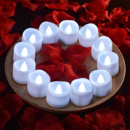 12-Piece: Cool White Flickering Led Tealight Timer Candles DailySale