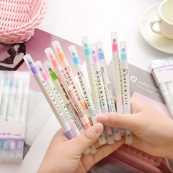 12-Piece: Cute Double Head Fluorescent Pen Highlighters Set DailySale