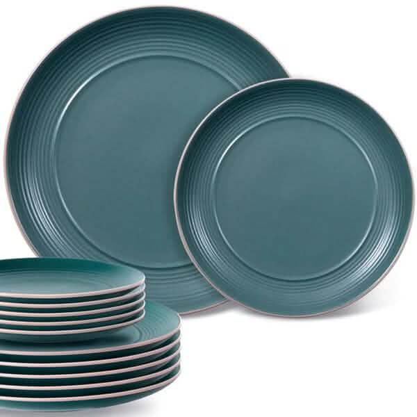 12-Piece: HITECLIFE Microwave and Dishwasher Safe Dinner Plates Set DailySale