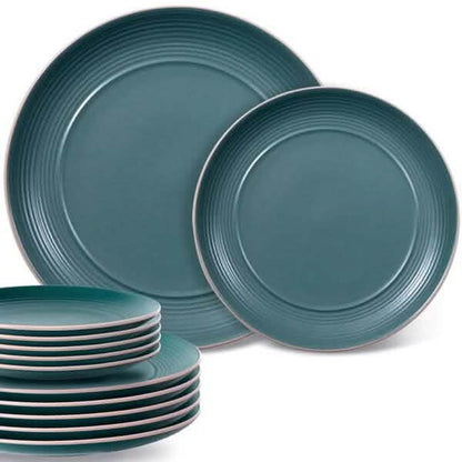 12-Piece: HITECLIFE Microwave and Dishwasher Safe Dinner Plates Set DailySale