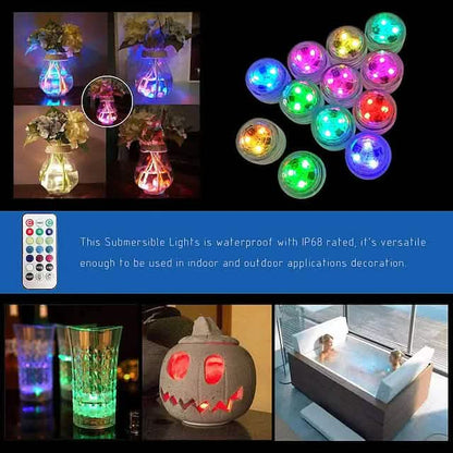 12-Piece: LED RGB Diving Light Remote Control Decorative Light DailySale
