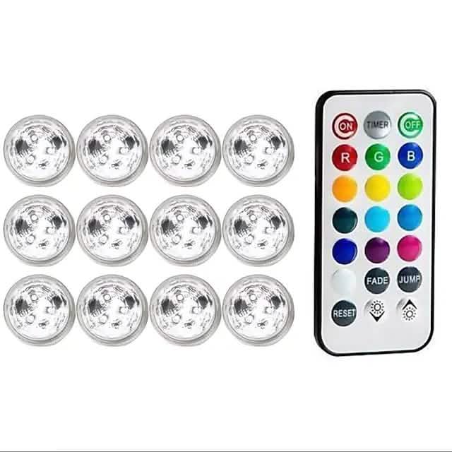 12-Piece: LED RGB Diving Light Remote Control Decorative Light DailySale