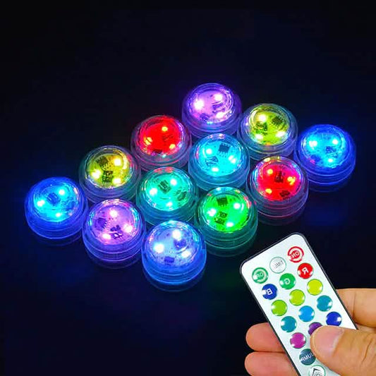 12-Piece: LED RGB Diving Light Remote Control Decorative Light DailySale
