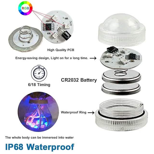 12-Piece: LED RGB Diving Light Remote Control Decorative Light DailySale