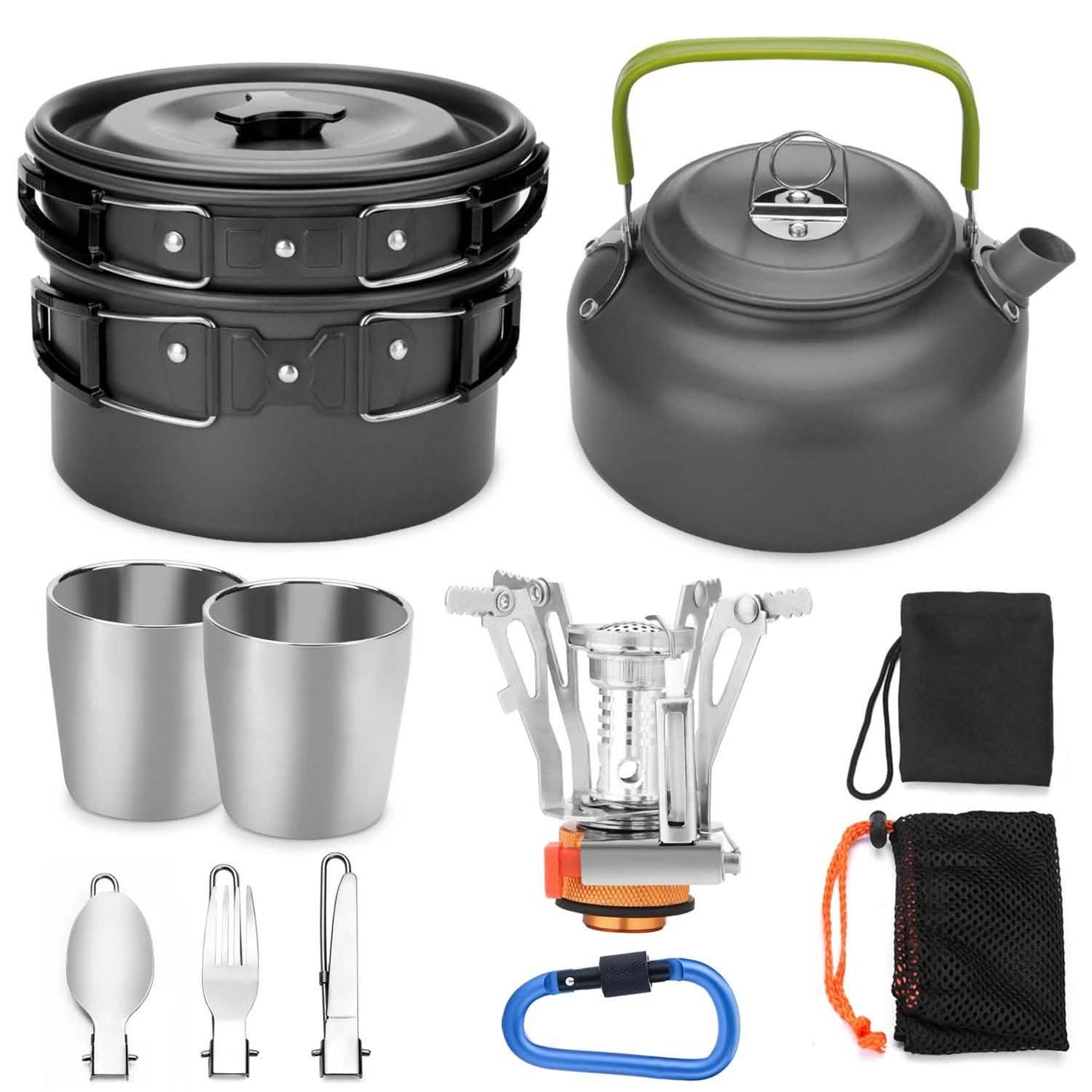 12-Piece: ODOLAND Camping Cookware Mess Kit with Mini Stove DailySale