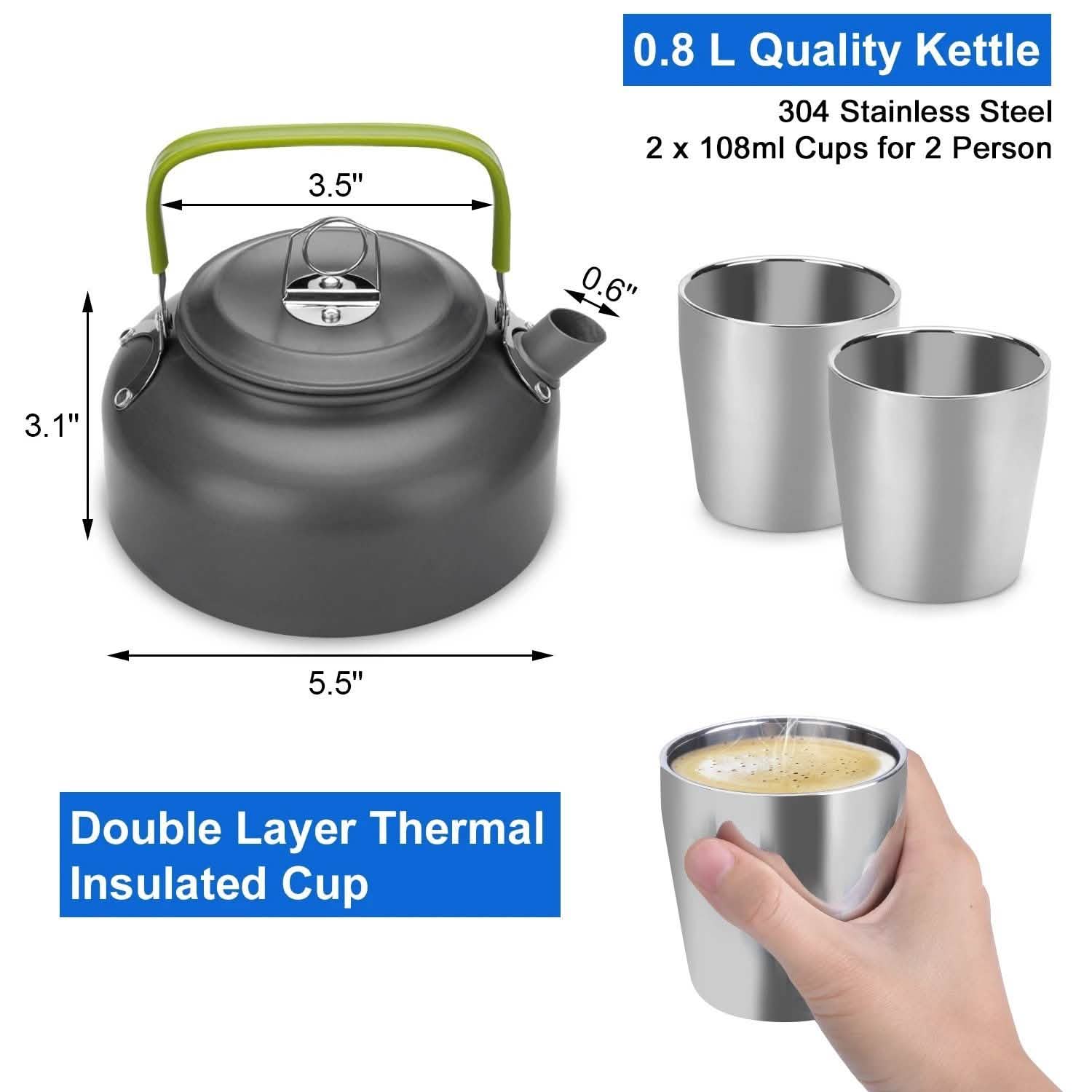 12-Piece: ODOLAND Camping Cookware Mess Kit with Mini Stove DailySale