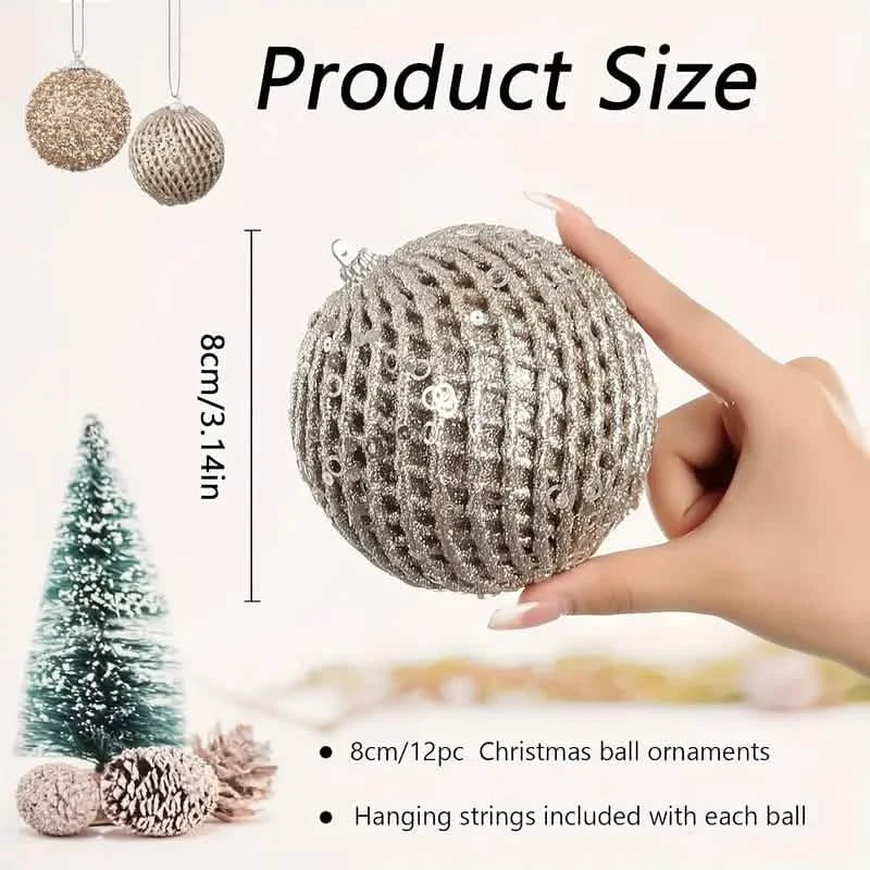12-Piece Set:  Large Sparkling Glittering Sequins Foam Ball Ornaments DailySale
