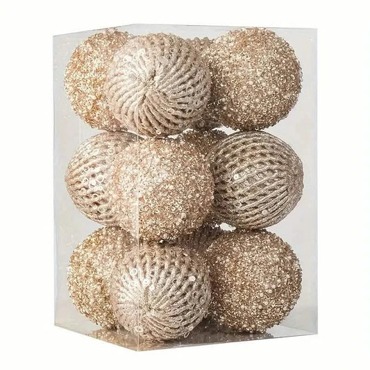 12-Piece Set:  Large Sparkling Glittering Sequins Foam Ball Ornaments DailySale