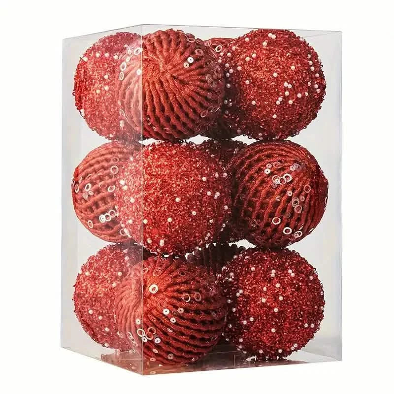 12-Piece Set:  Large Sparkling Glittering Sequins Foam Ball Ornaments DailySale