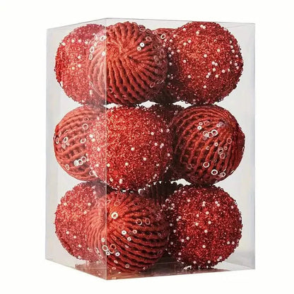12-Piece Set:  Large Sparkling Glittering Sequins Foam Ball Ornaments DailySale