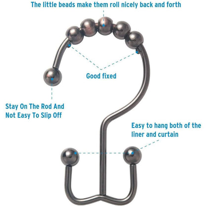 12-Piece Set: Titanker Shower Curtain Hooks Rings DailySale