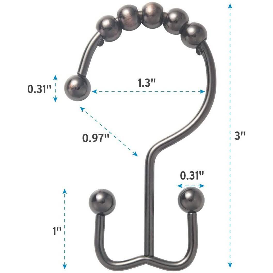 12-Piece Set: Titanker Shower Curtain Hooks Rings DailySale