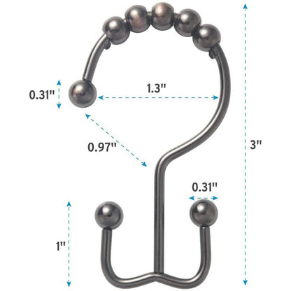 12-Piece Set: Titanker Shower Curtain Hooks Rings DailySale