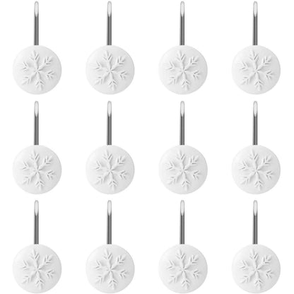 12-Piece: Snowflake Anti-Rust Round Shower Curtain Hooks for Home Bathroom Decor DailySale