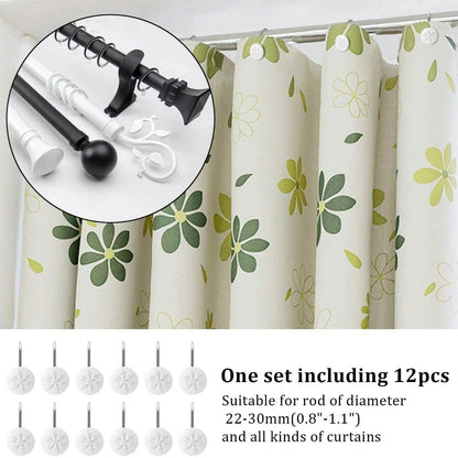 12-Piece: Snowflake Anti-Rust Round Shower Curtain Hooks for Home Bathroom Decor DailySale