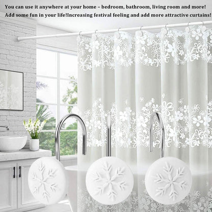 12-Piece: Snowflake Anti-Rust Round Shower Curtain Hooks for Home Bathroom Decor DailySale