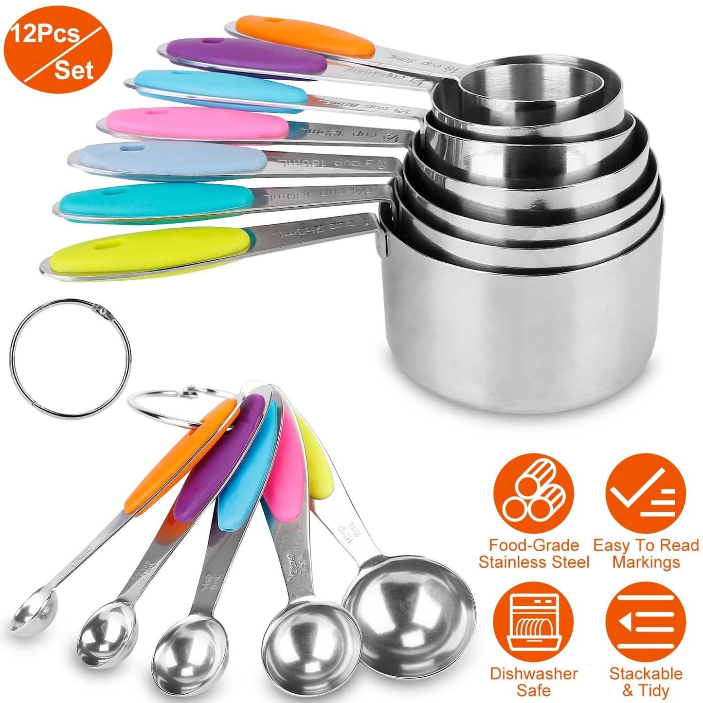 12-Piece: Stainless Steel Measuring Cups Spoons Set DailySale