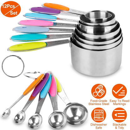 12-Piece: Stainless Steel Measuring Cups Spoons Set DailySale
