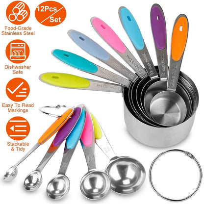 12-Piece: Stainless Steel Measuring Cups Spoons Set DailySale