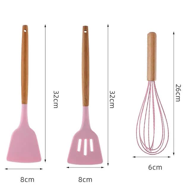 12-Piece: Wood Handle Silicone Kitchenware DailySale